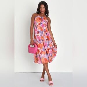 NWT LULUS SUNNY FANTASY MIDI DRESS